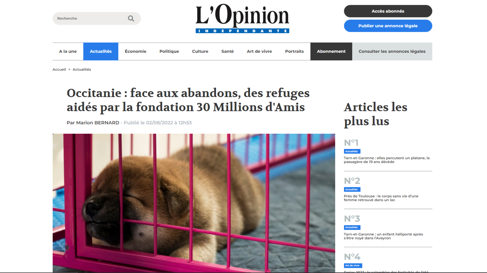 article l'opininion 03.08.2022